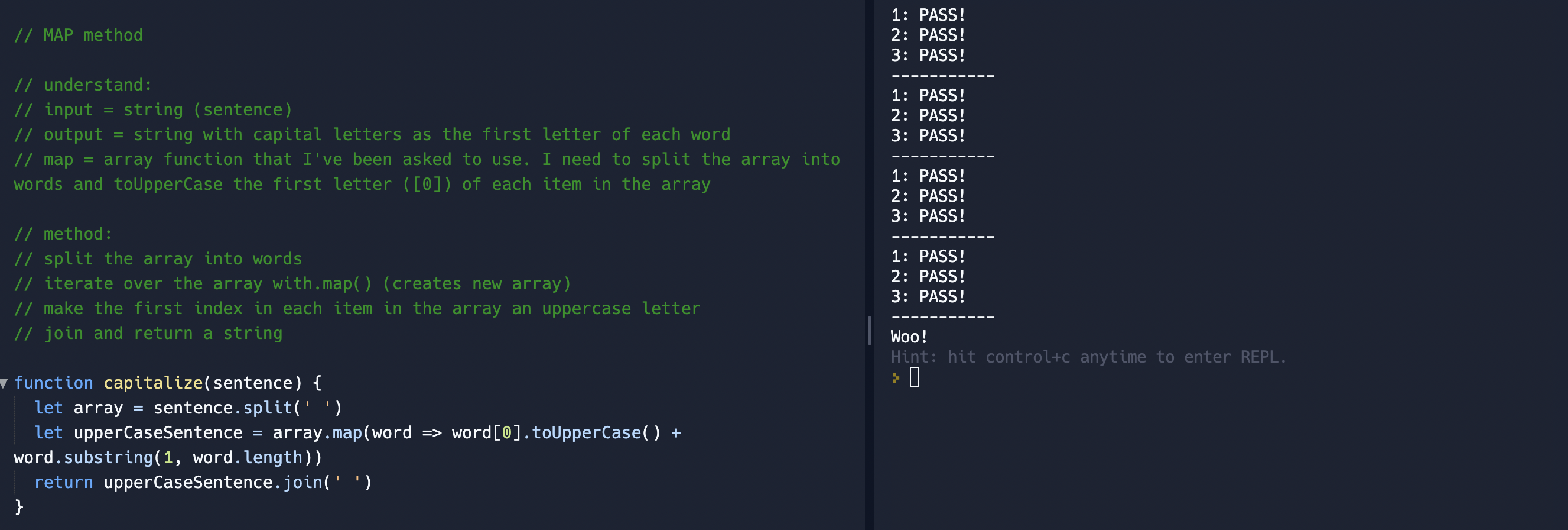 A screenshot showing that the tests had passed! Woo!